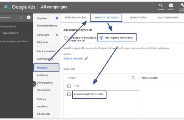 How To Add Negative Keywords Google Ads
