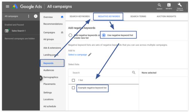 How To Add Negative Keywords Google Ads